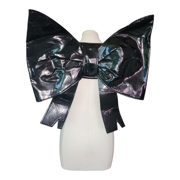 Fortnite Oversized Bow Backpack Black Patent Cosplay Y2K Kawaii Statement Bag - Picture 5 of 10